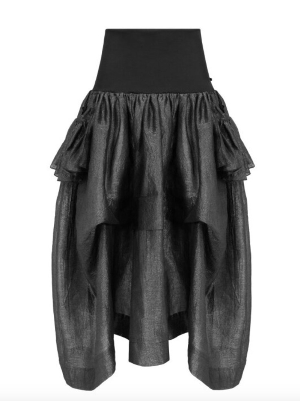 XENIA DESIGN Aide skirt Black High-Low Ruffle Maxi Skirt